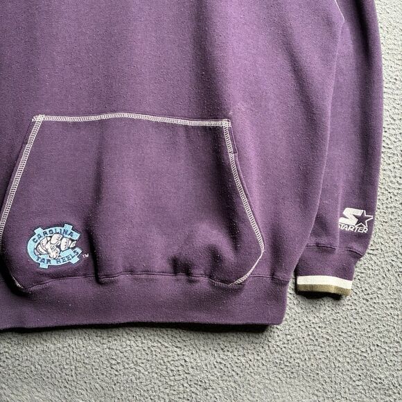 VTG 90s Starter Carolina Tar Heels Hoodie Sweatshirt Embroidered Men’s Large - Picture 2 of 7